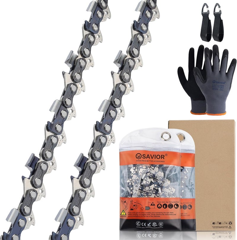 Savior 2Pack 20 Inch Chainsaw Chain .325" Pitch .058" Gauge 76 Drive Links for Blue Max 53543 8901 8902 52209 Replacement Saw chain 76DL - Image 1